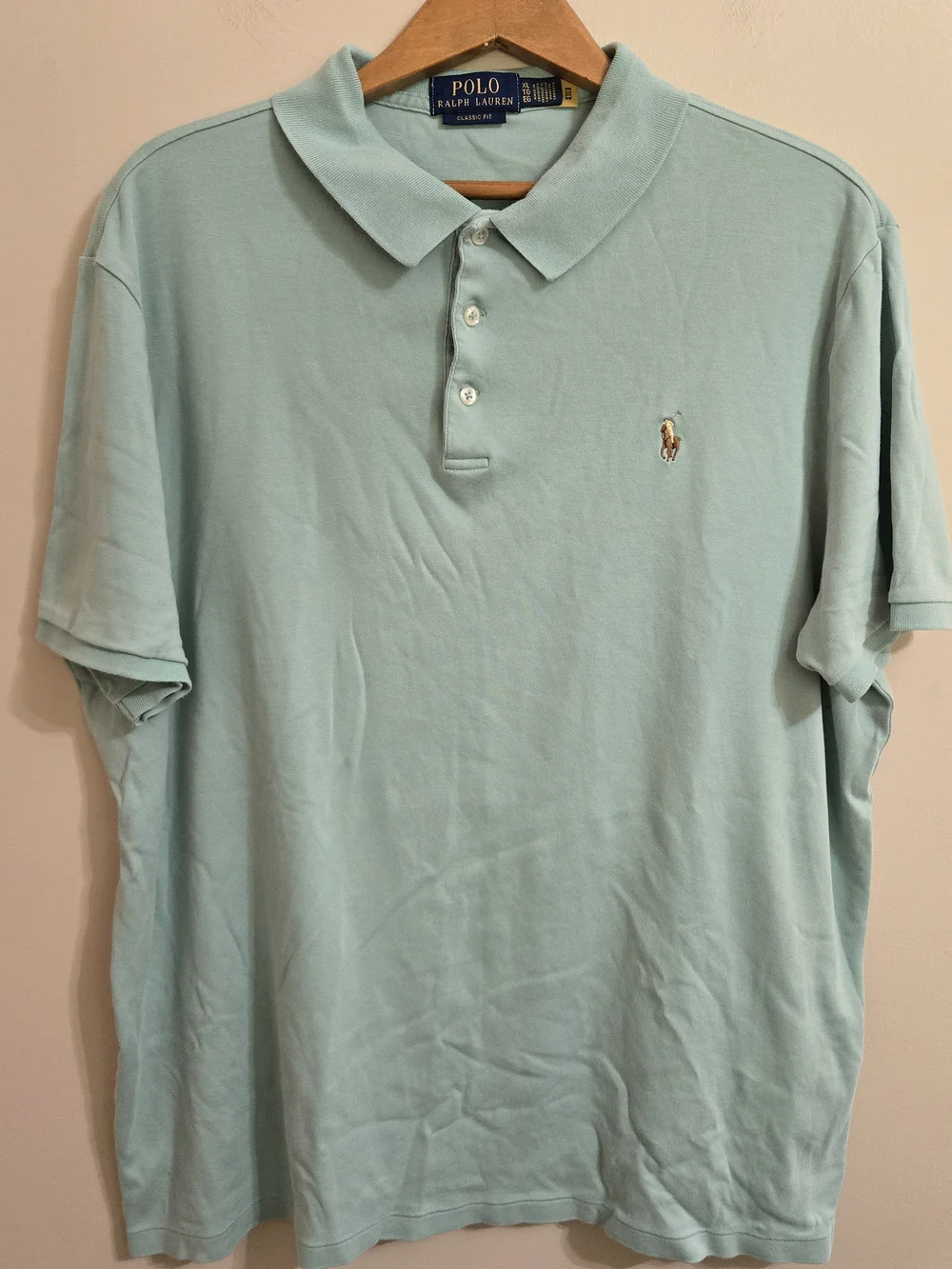 Polo Ralph Lauren Mens XL Classic Short Sleeve Polo Shirt Seafoam Green EUC